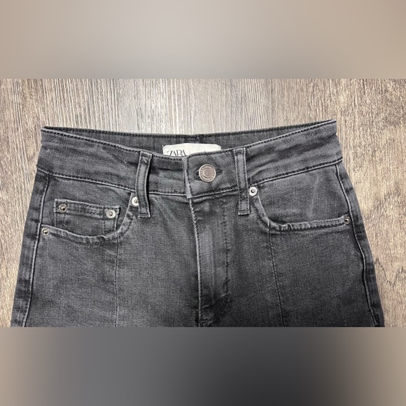 ZARA The Olivia JEANS Black HIGH RISE Split Hem WOMEN 2 - Picture 4 of 7